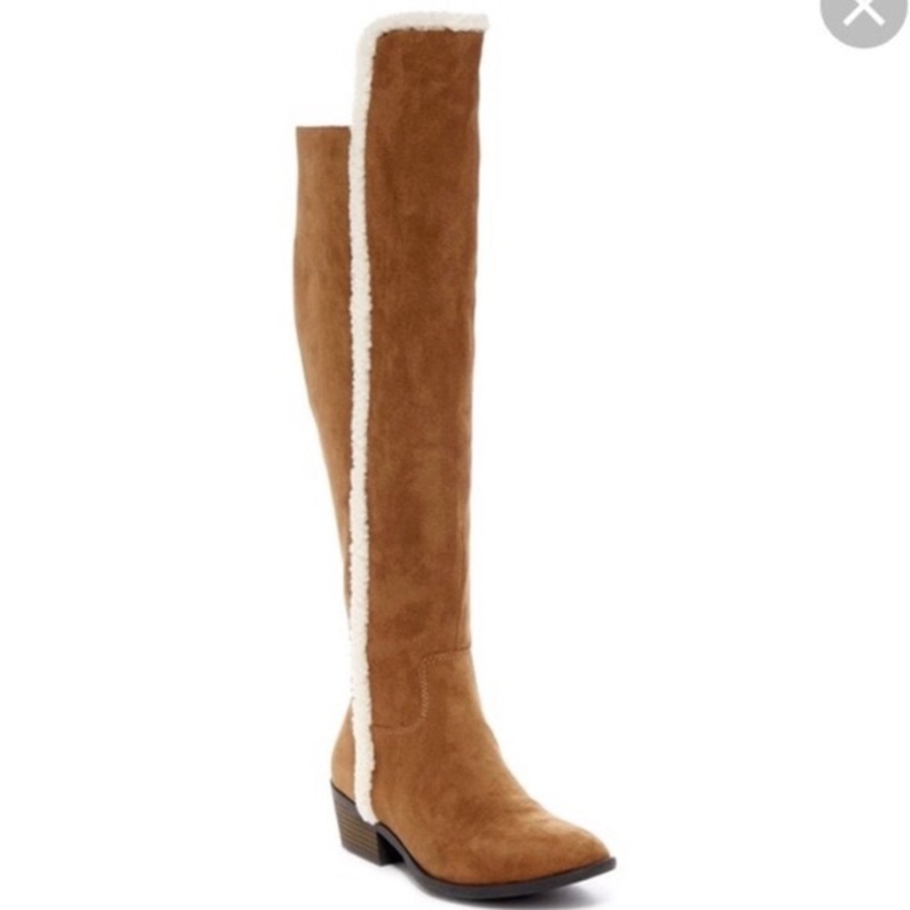 MIA chestnutFaux Shearling Trim Over-the-knee Boot